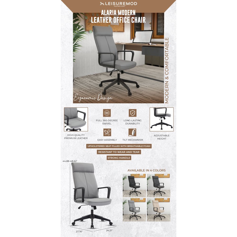 Aiaria Collection Modern Office Chair In Grey