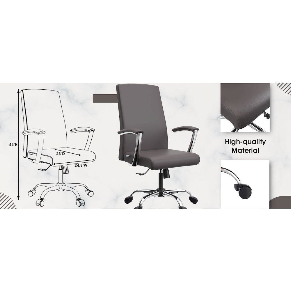 Evander Series Office Chair in Grey Leather