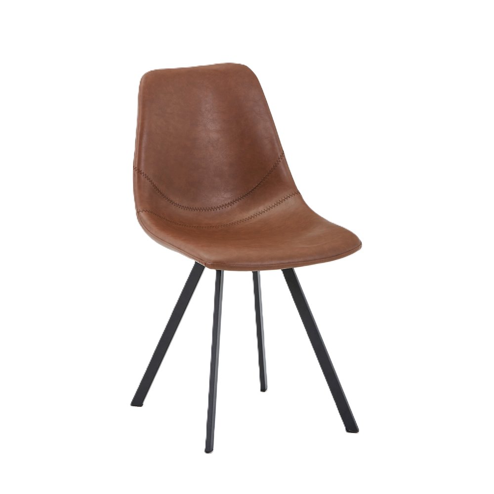 Markley Modern Leather Dining Chair With Metal Legs
