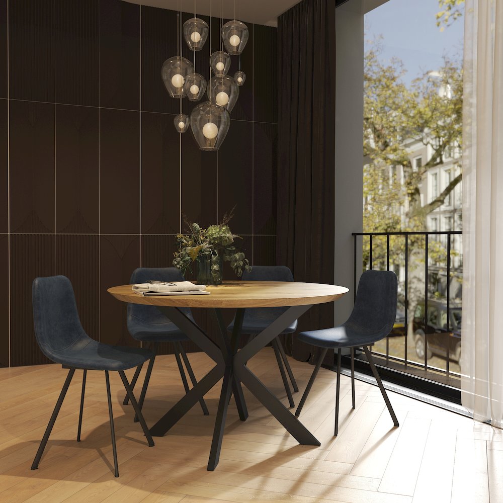 Markley Modern Leather Dining Chair With Metal Legs