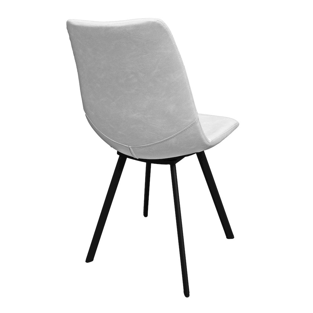 Markley Modern Leather Dining Chair With Metal Legs, Light Grey