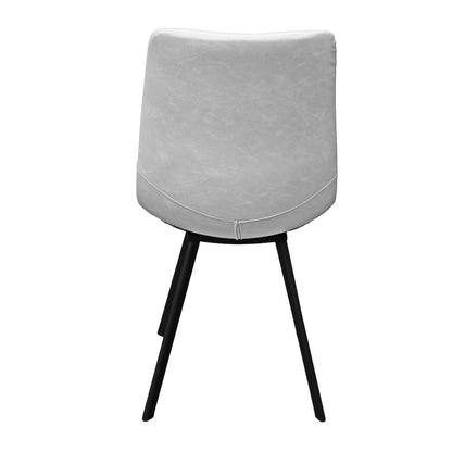 Markley Modern Leather Dining Chair With Metal Legs, Light Grey