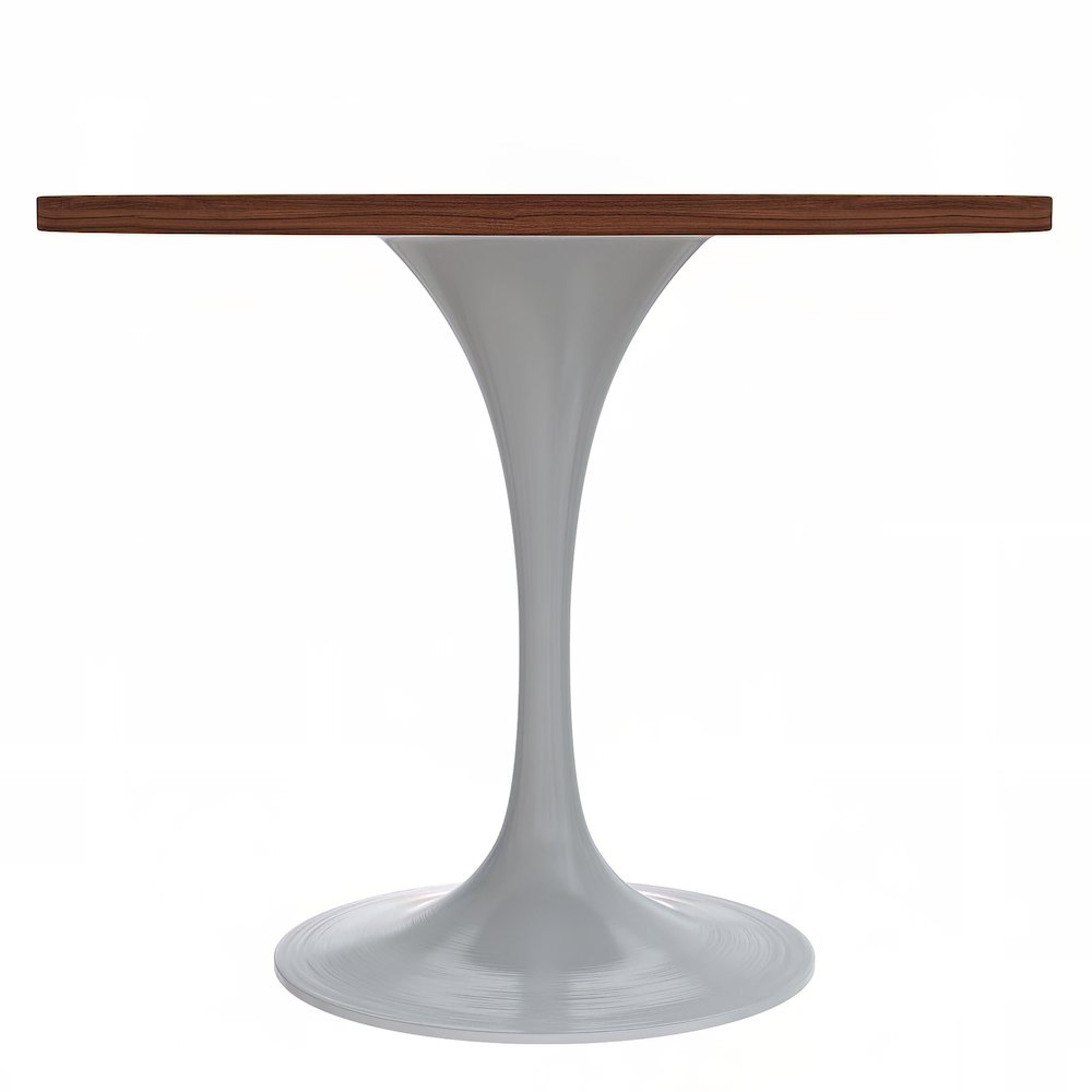 Verve Collection 36 Round Dining Table, White Base with Cognac Brown MDF Top