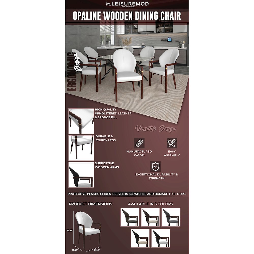 Opaline Series Elegant Wooden Dining Chair in Black Velvet and White