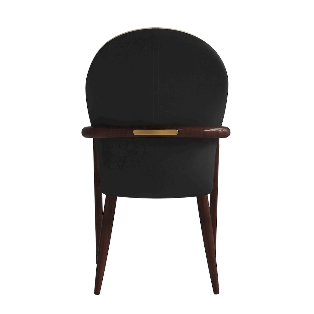 Opaline Series Elegant Wooden Dining Chair in Black Velvet and Toupe