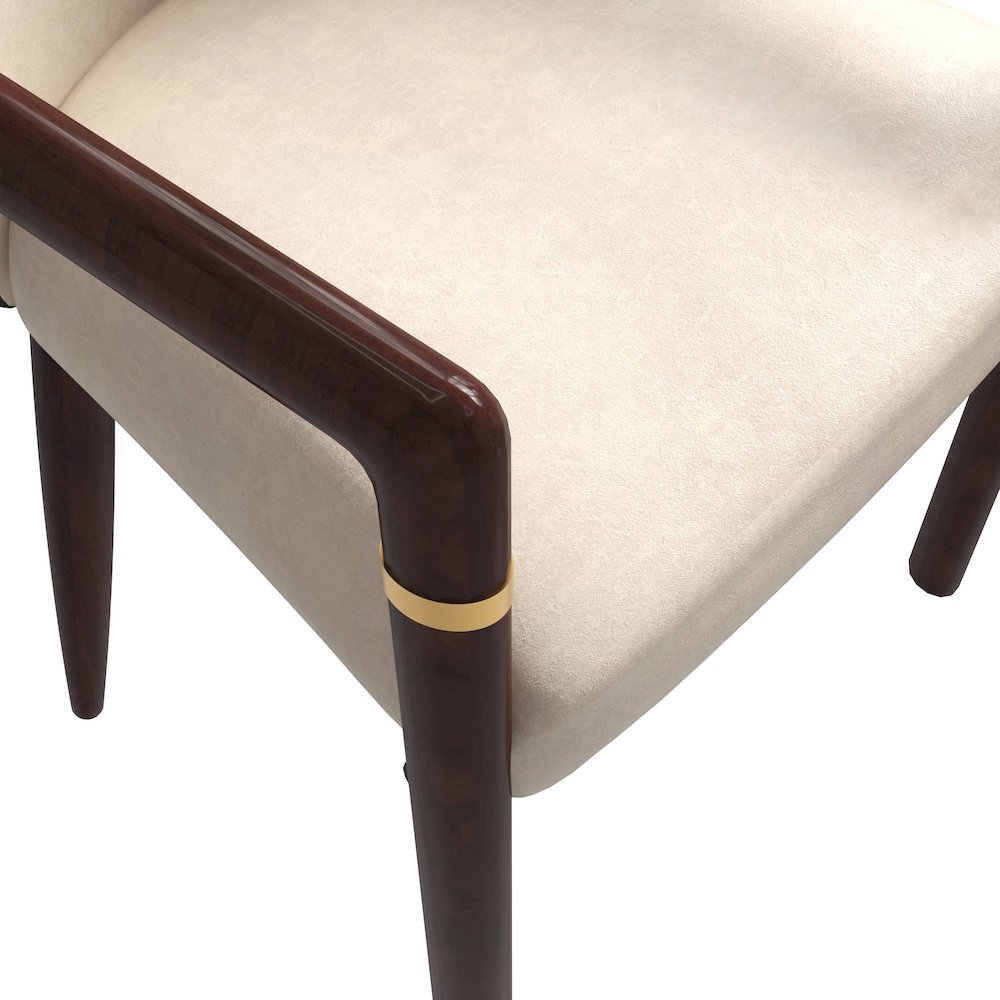 Opaline Series Elegant Wooden Dining Chair in Black Velvet and Toupe