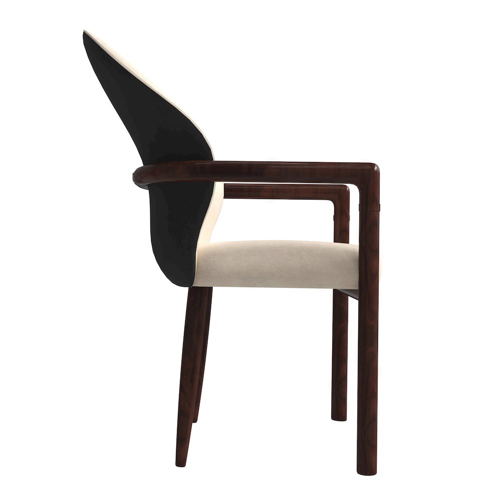 Opaline Series Elegant Wooden Dining Chair in Black Velvet and Toupe