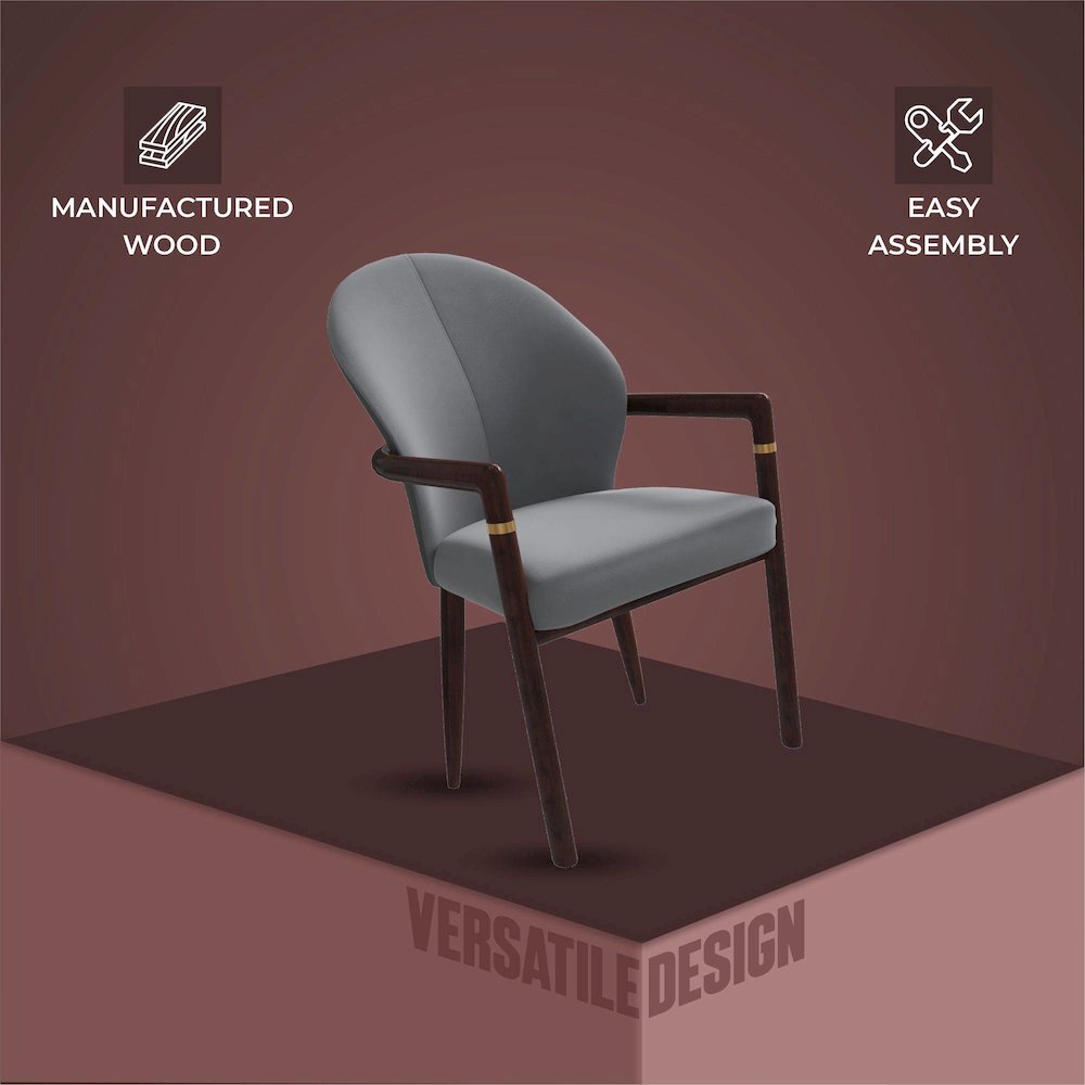 Opaline Series Elegant Wooden Dining Chair in Two-Tone Grey