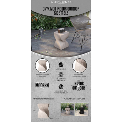Onyx Collection Fiberglass Outdoor Side Table in Cream