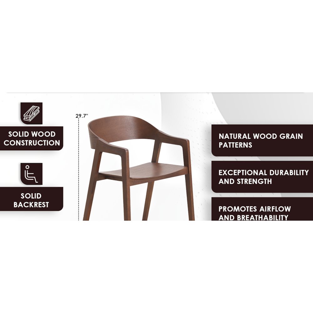 Rivo Collection Elegant Dining Chair in Dark Walnut Color Wood - Set of 2