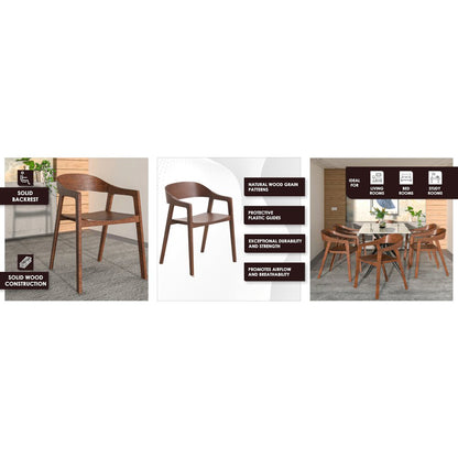Rivo Collection Elegant Dining Chair in Dark Walnut Color Wood - Set of 2