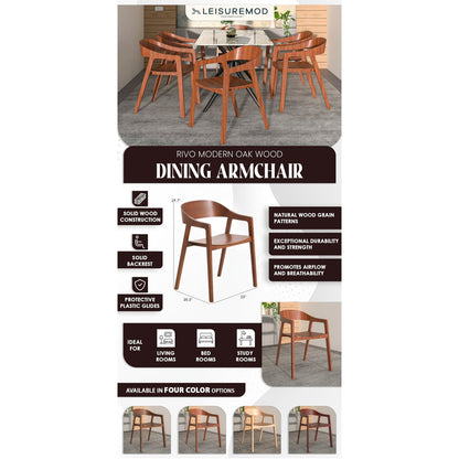 Rivo Collection Elegant Dining Chair in Dark Natural Wood - Set of 2