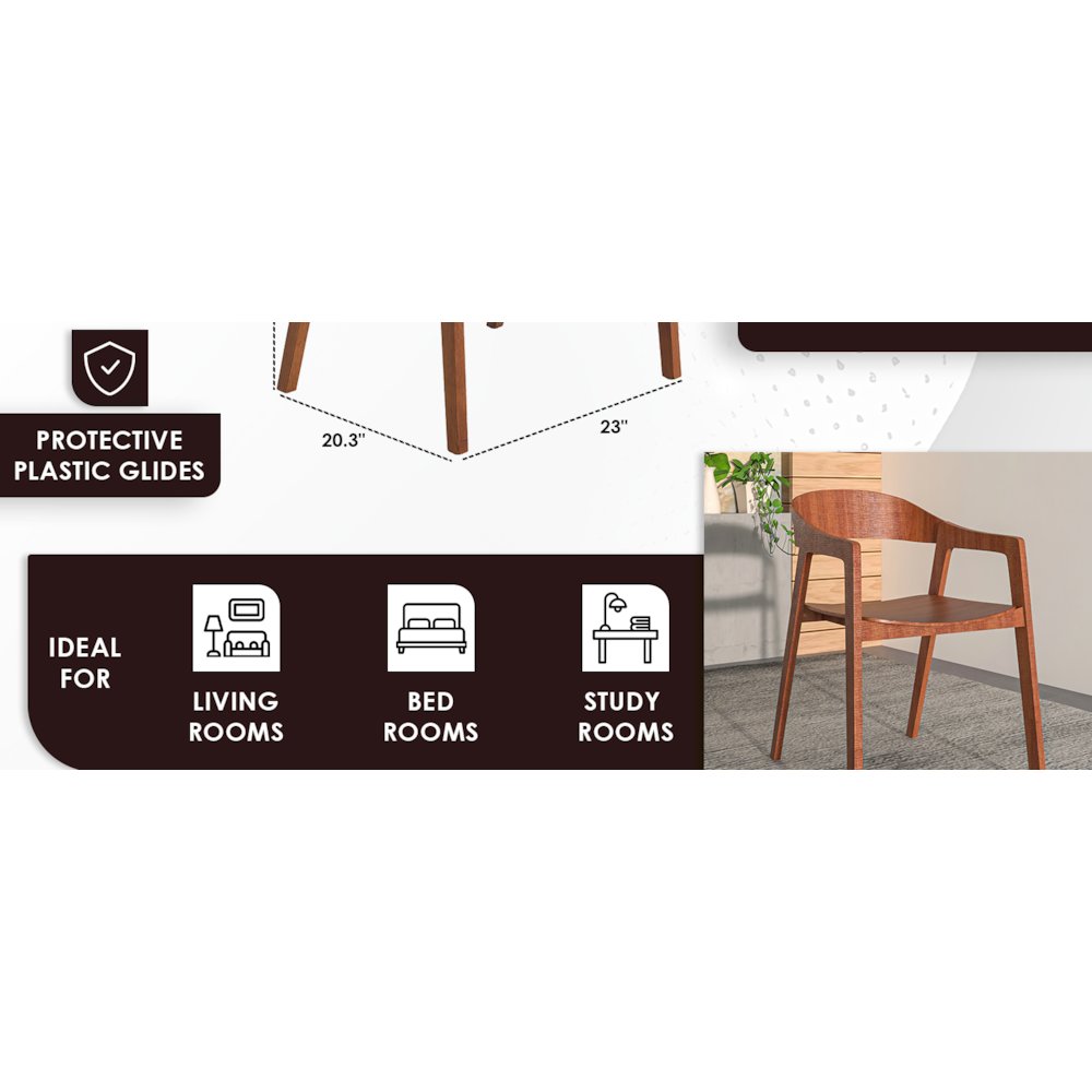 Rivo Collection Elegant Dining Chair in Dark Natural Wood - Set of 2