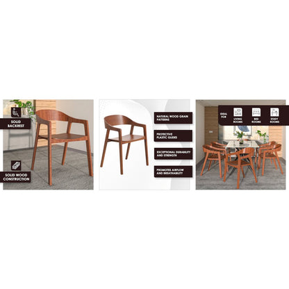 Rivo Collection Elegant Dining Chair in Dark Natural Wood - Set of 2