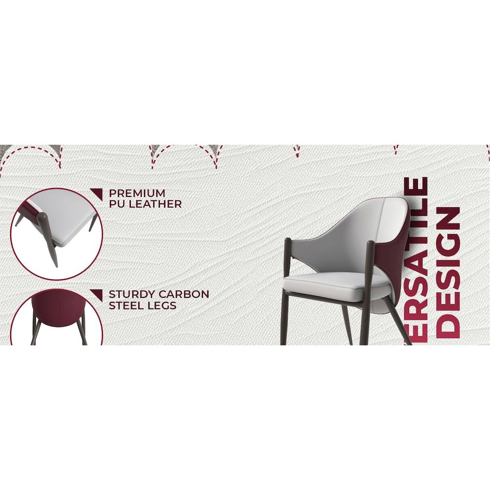 Sante Collection Modern Dining Chair in White/Bordouex