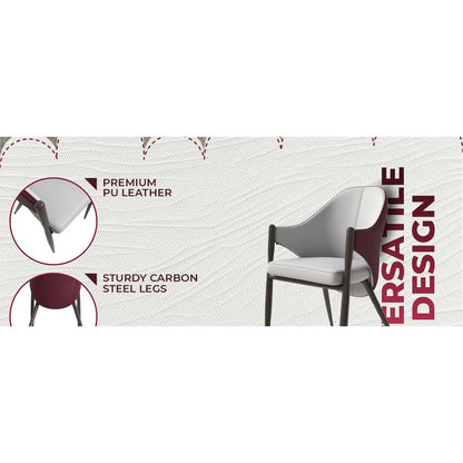 Sante Collection Modern Dining Chair in White/Bordouex