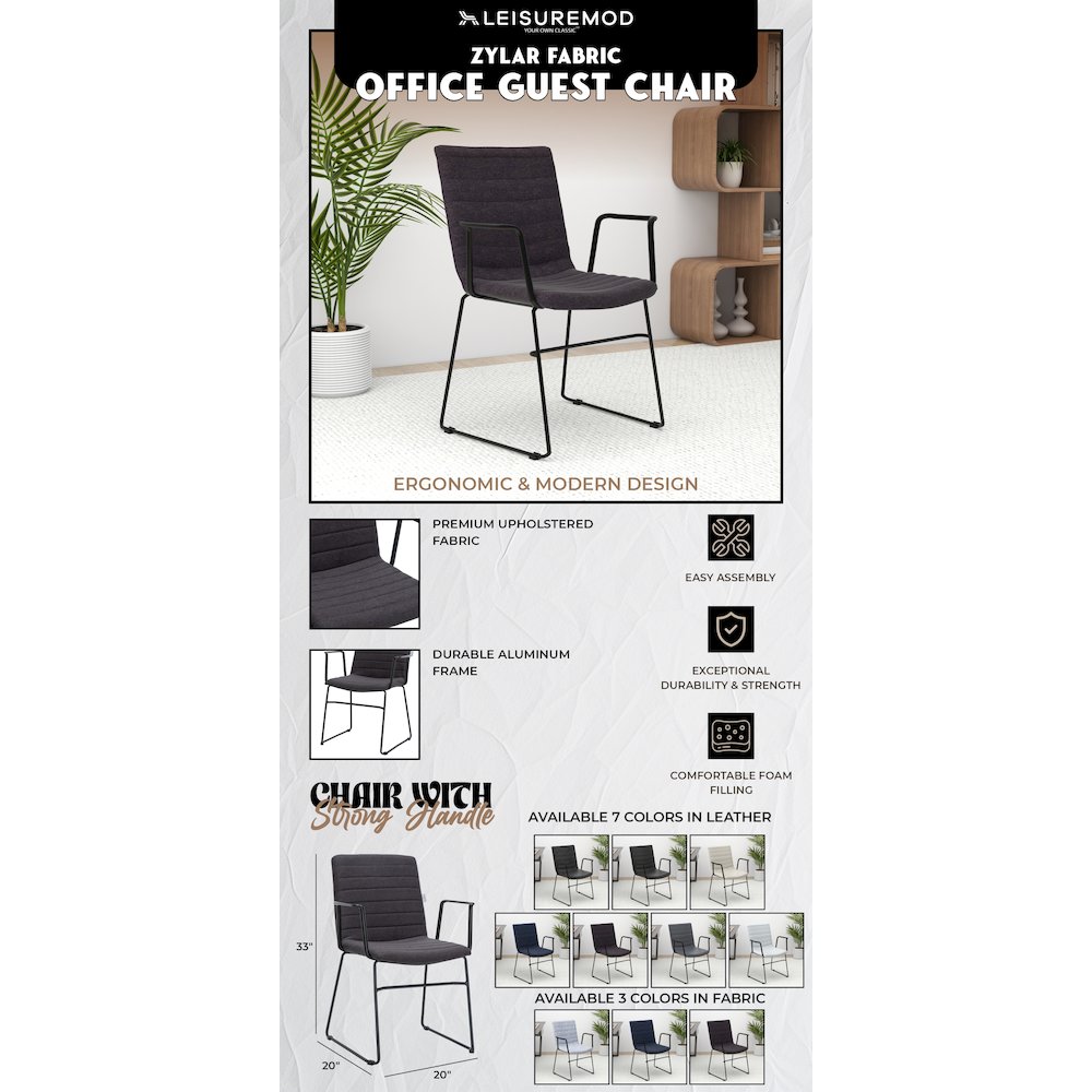 Zylar Series Office Guest Arm Chair in Brown Fabric