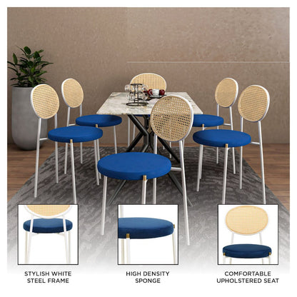 Euston Collection Modern Dining Chair White Frame In Blue