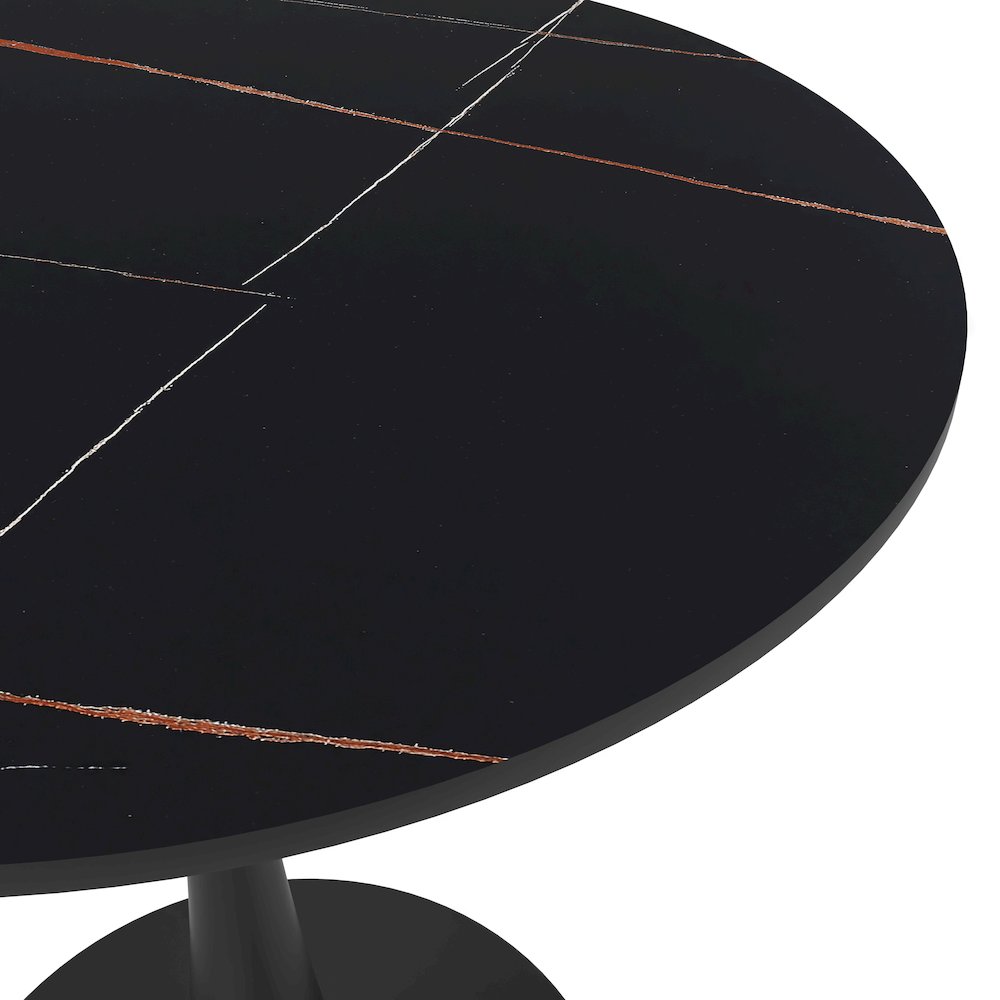 Bristol 24 round dining table Black base with Black Sintered stone Top