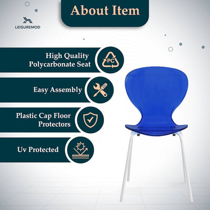 Modern Oyster Transparent Side Chair in White Base