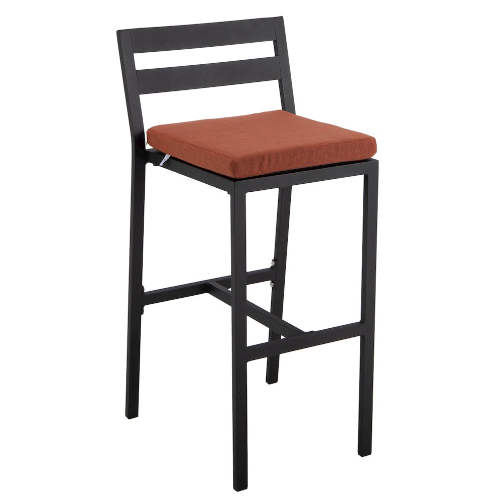 Chelsea Collection Modern Aluminum Outdoor Chair in black with Orange Cushions