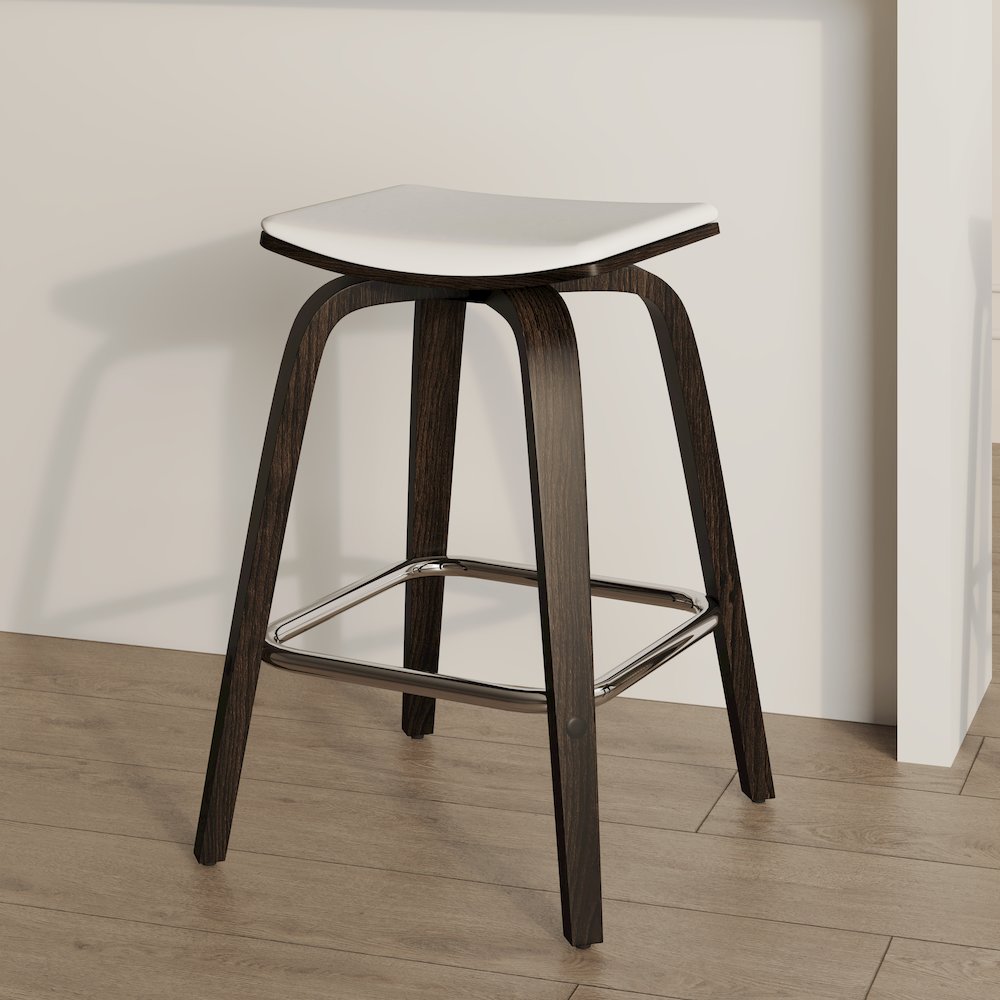 Wooden Counter Stool in White