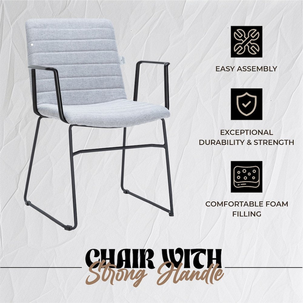 Zylar Series Office Guest Arm Chair in Grey Fabric