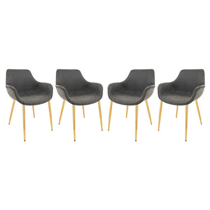 Markley Modern Leather Dining Arm Chair With Gold Metal Legs Set of 4