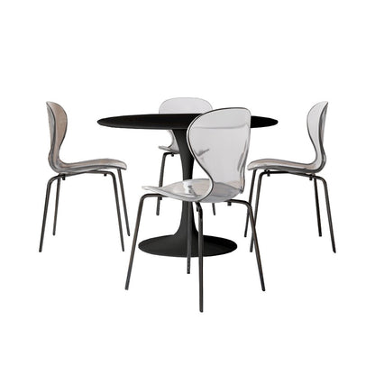 5-Piece Dining Set Round Black MDF Dining Table