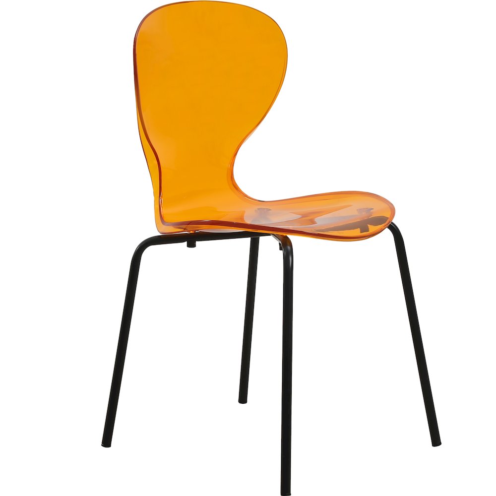 Modern Oyster Transparent Side Chair in Black Base