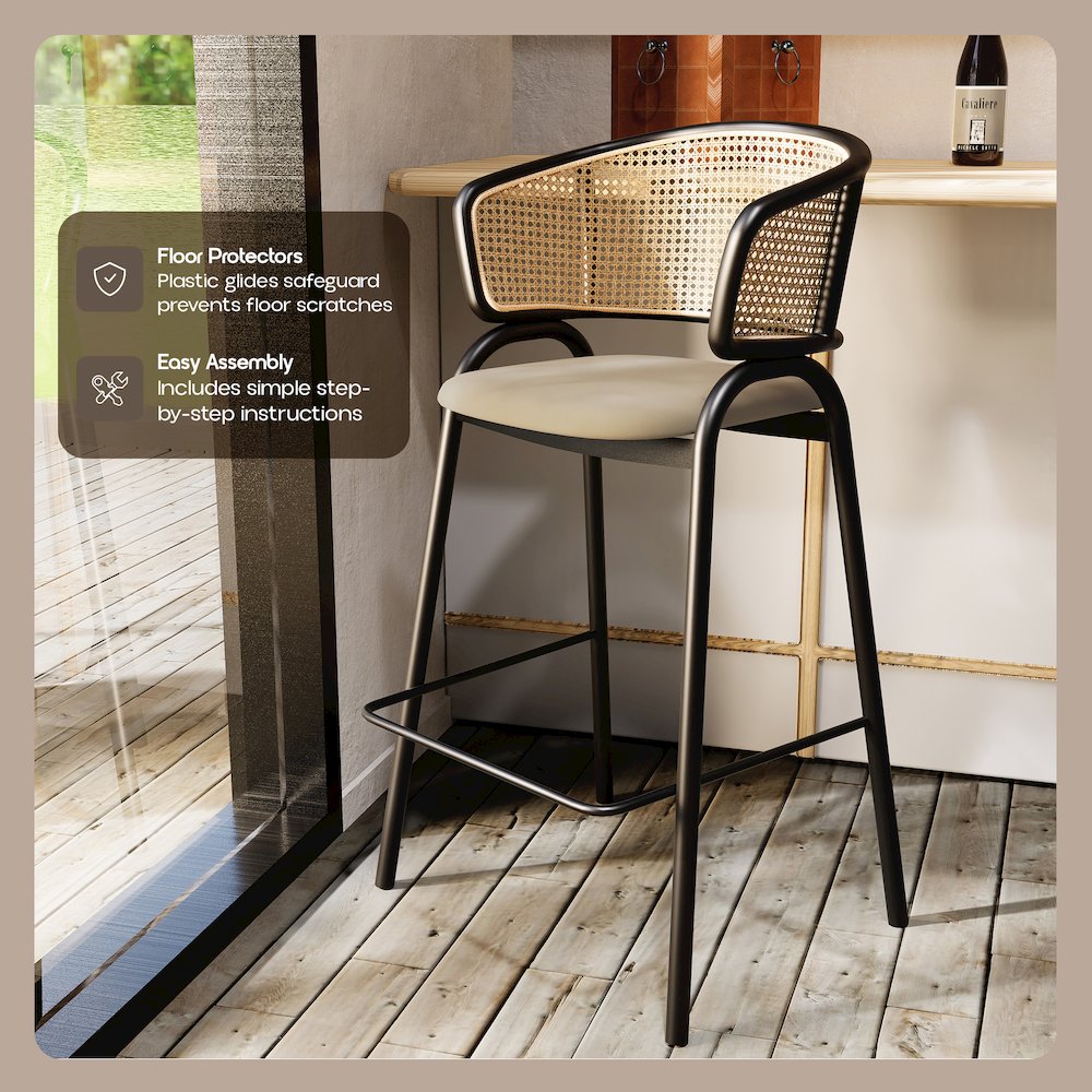 Ervilla Wicker Bar Stool Set of 2