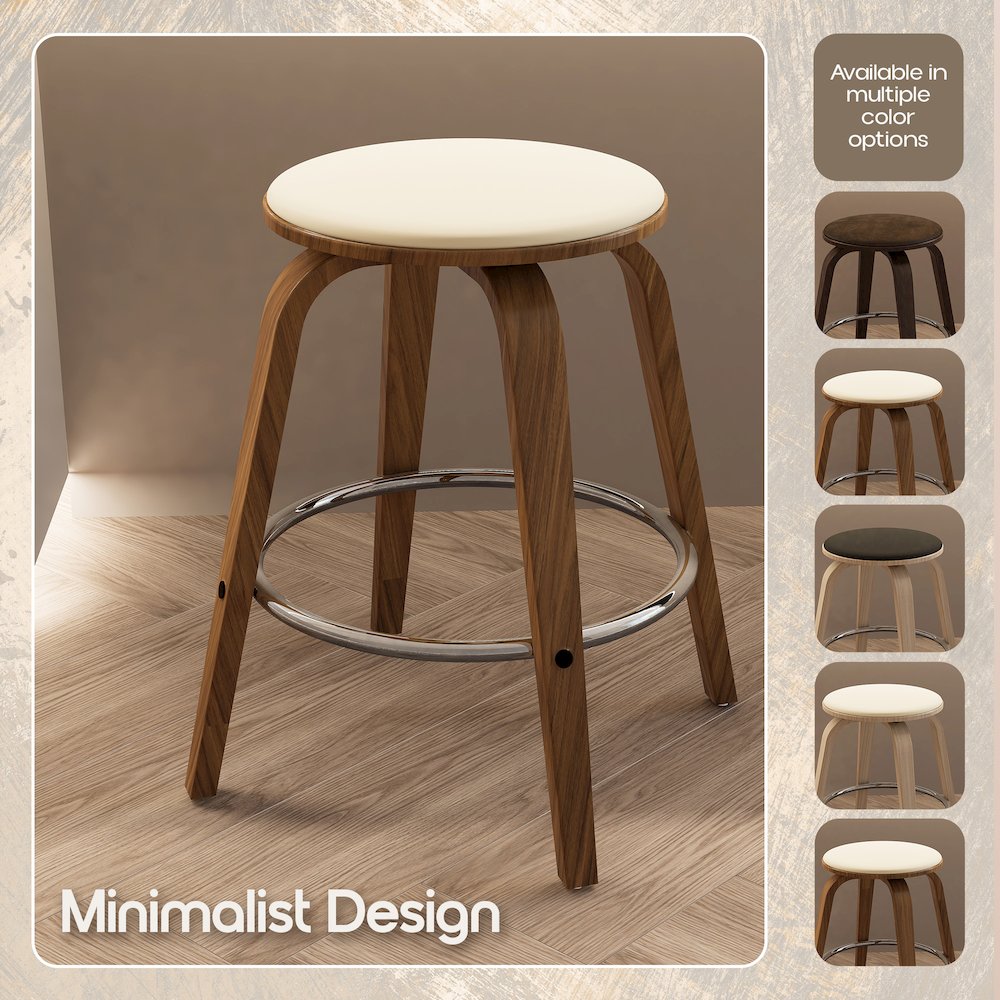 Wooden Counter Stool Pelya Collection Modern Style Walnut color in Light Taupe