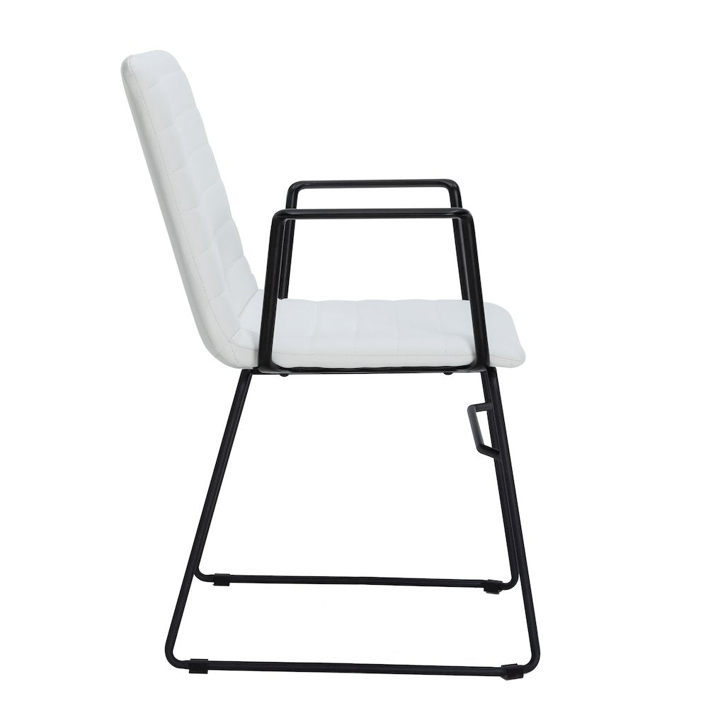 Zylar Series Office Guest Arm Chair in White Leather