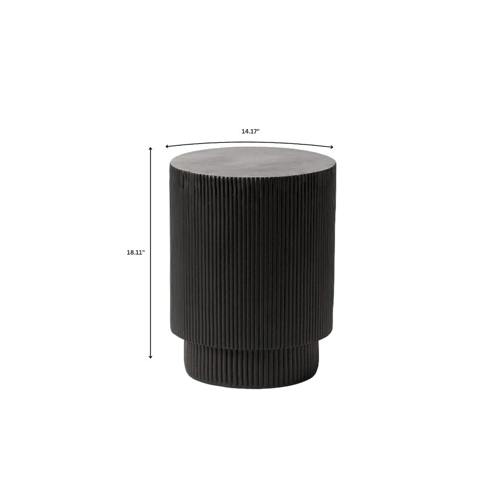 Eden Collection Fiberglass Outdoor Side Table in Black