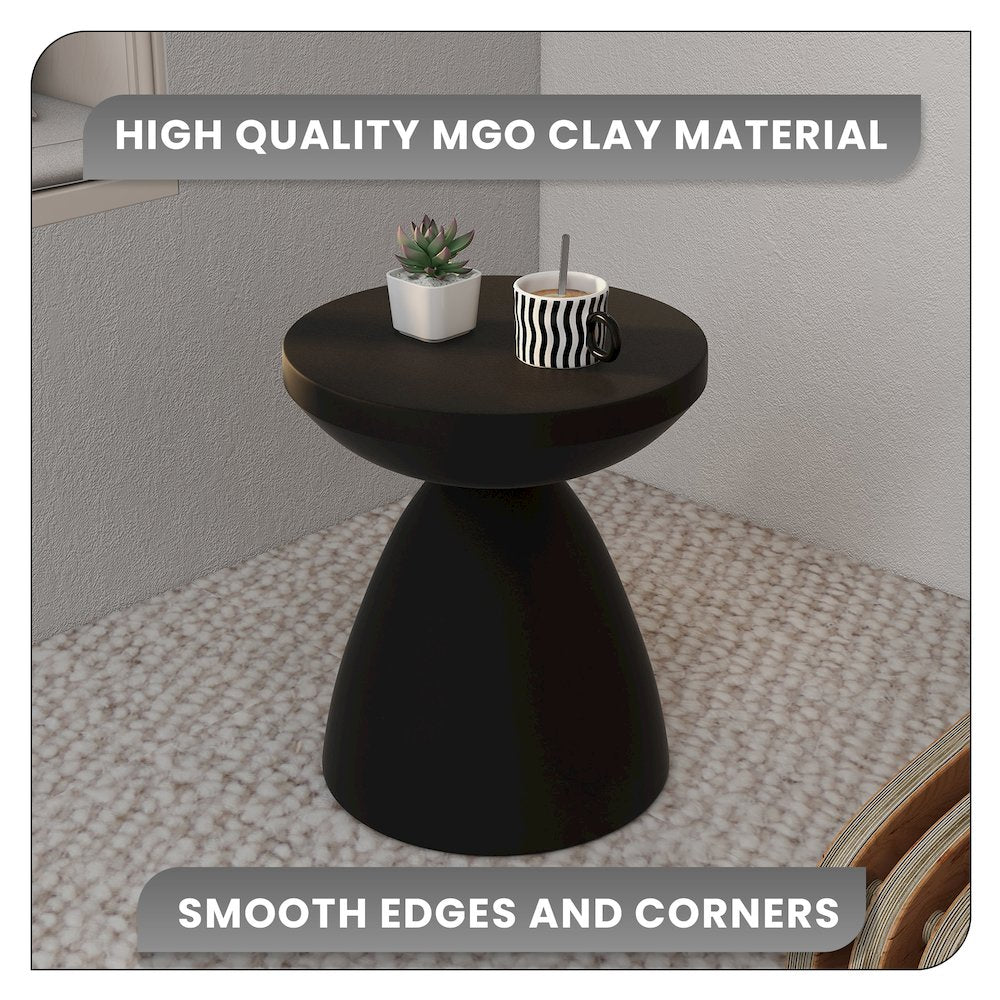 Dune Collection Fiberglass Outdoor Side Table in Black