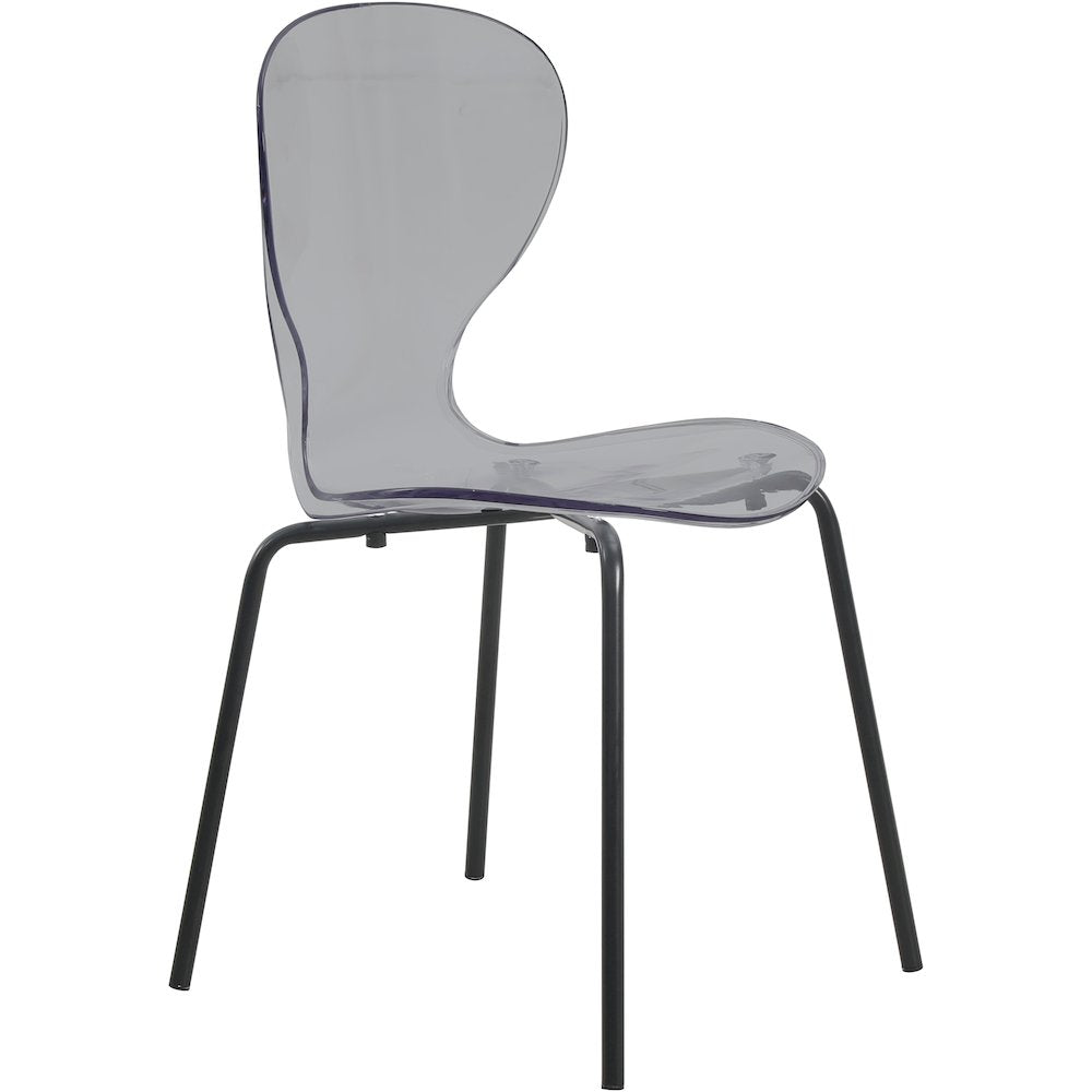 Modern Oyster Transparent Side Chair in Black Base