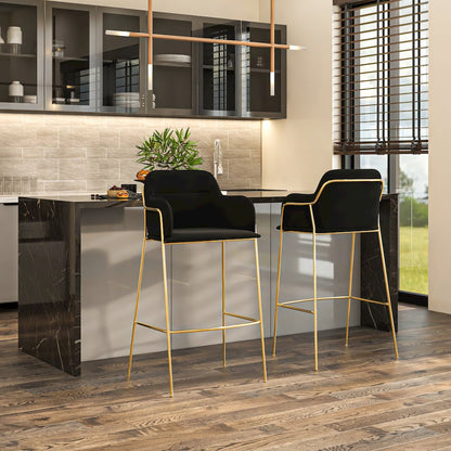 Axis Collection Modern Gold Bar height Chair in Black