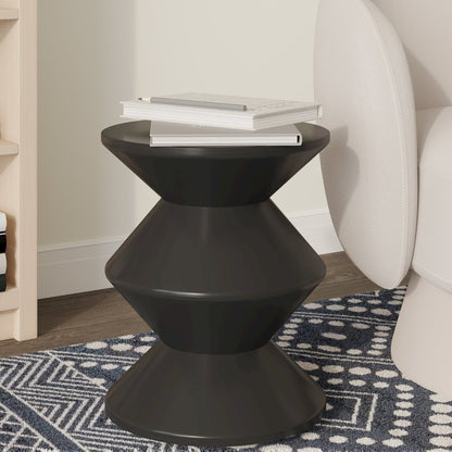 Aura Modern Plastic Side End Table, Indoor/Outdoor Use, Black