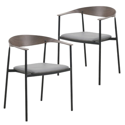 Kora Collection Modern Dining Chair in Charcoal - Set of 2