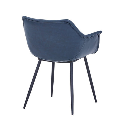 Markley Modern Leather Dining Arm Chair With Metal Legs
