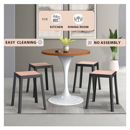 Tresse Series Stackable Poly Stool With Wicker Top 12 in Black