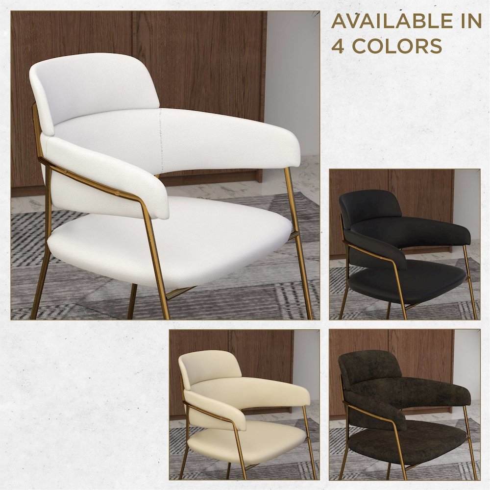 Axis Collection Modern Gold Dining Chair in White - Set of 2
