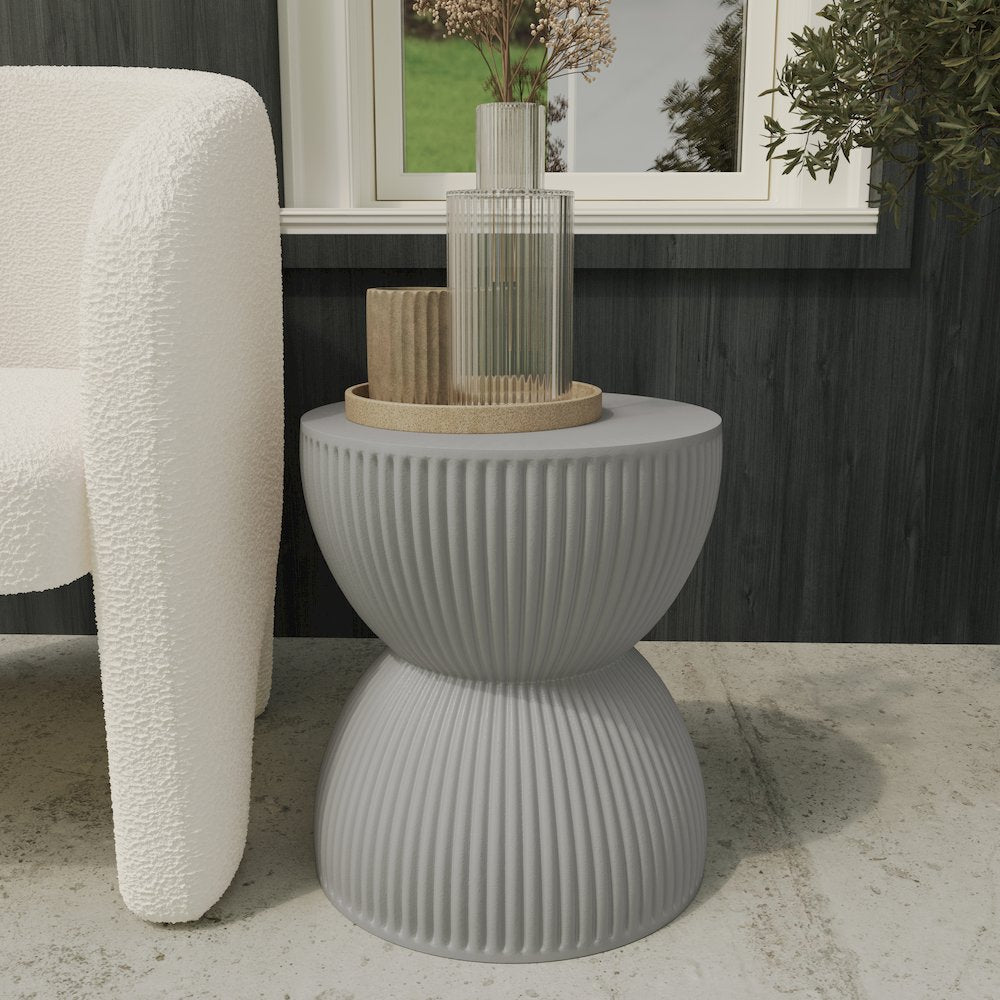 Modern Side End Table Spire Series In Grey