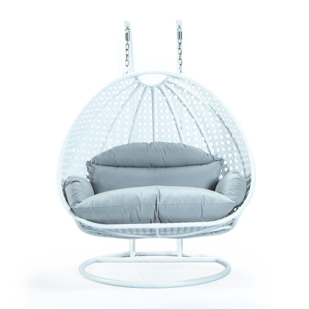 White Wicker Hanging 2 person Egg Swing Chair
