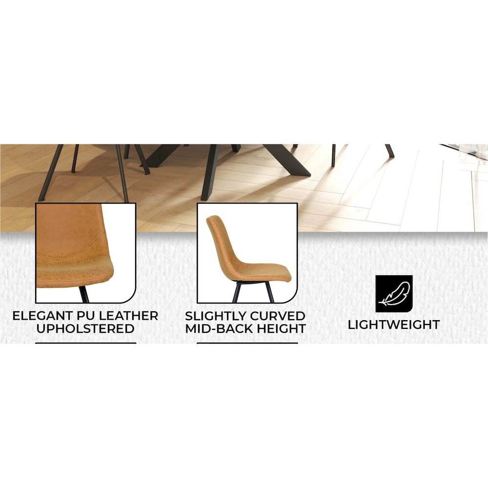 Markley Modern Leather Dining Chair With Metal Legs