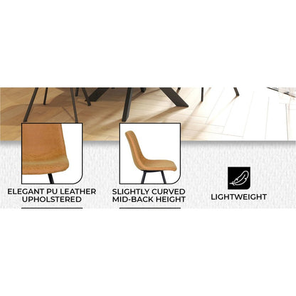 Markley Modern Leather Dining Chair With Metal Legs