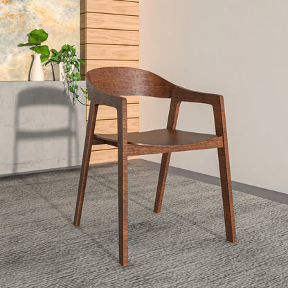 Rivo Collection Elegant Dining Chair in Dark Walnut Color Wood - Set of 2