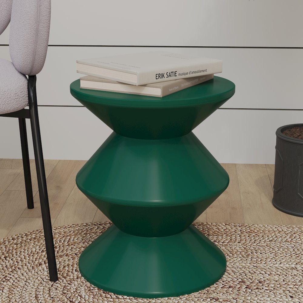 Aura Modern Plastic Side End Table, Indoor/Outdoor Use, Green