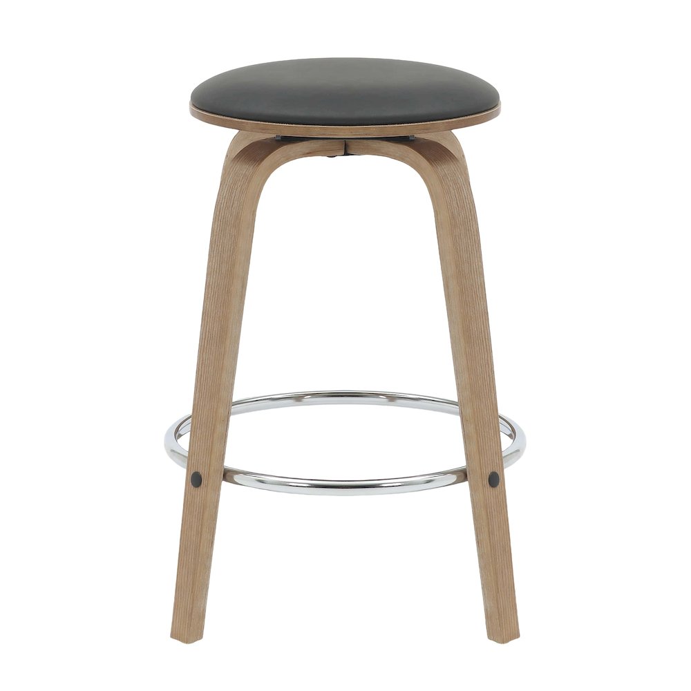 Wooden Counter Stool Pelya Collection Modern Style Washed Walnut color in Black