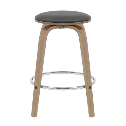 Wooden Counter Stool Pelya Collection Modern Style Washed Walnut color in Black